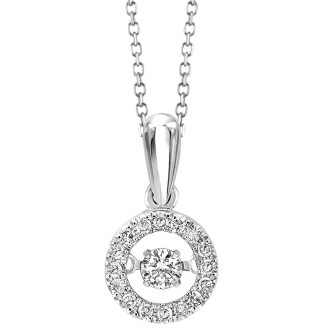 Rythm of Love Circle Necklace with .20ctw Round Diamonds in 10k White Gold