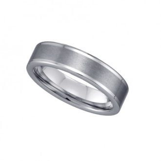 A refined men's wedding band complete with a flat edge design for sophisticated flair. Crafted in a size 10.5 and features a width of 6 millimeters. The band showcases a simple, yet understated style that prefectly combines elegance with masculinity. The perfect testament to your enduring bond and undying love.