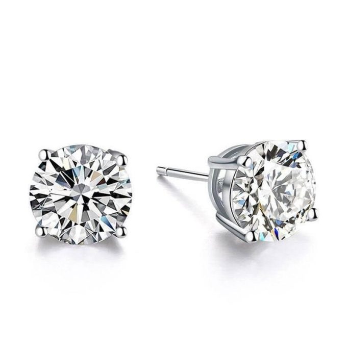 Classic Stud Earrings with 1.50ctw Round Diamonds in 14k White Gold