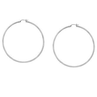Large Hoop Earrings in 14k White Gold