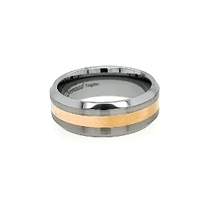 Men's Wedding Band 8mm in Tungsten Carbide and Rose-Plate