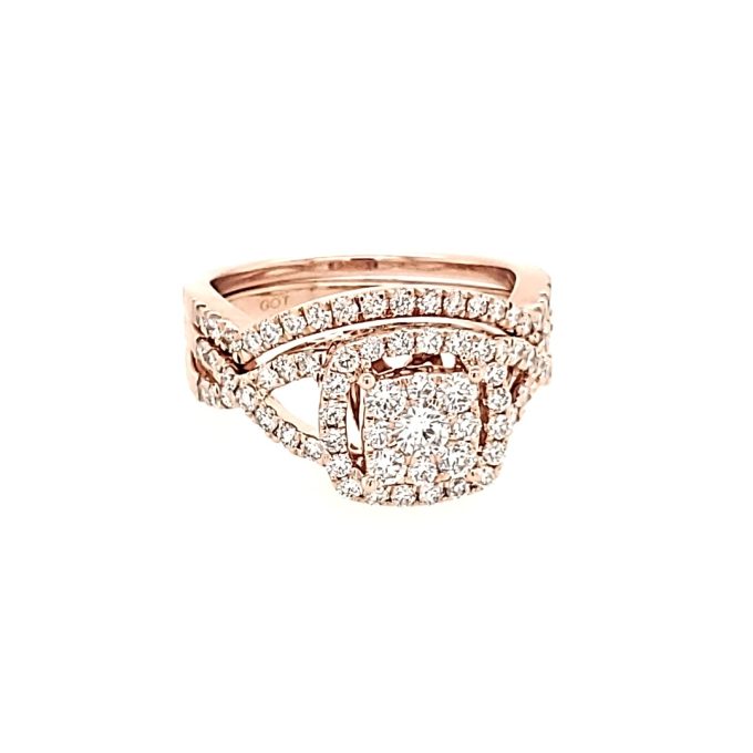 Endless Halo Bridal Set with 1ctw Round Diamonds in 14k Rose Gold