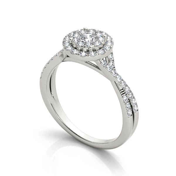 Halo Engagement Ring with 1/2ctw Round Diamonds in 14k White Gold