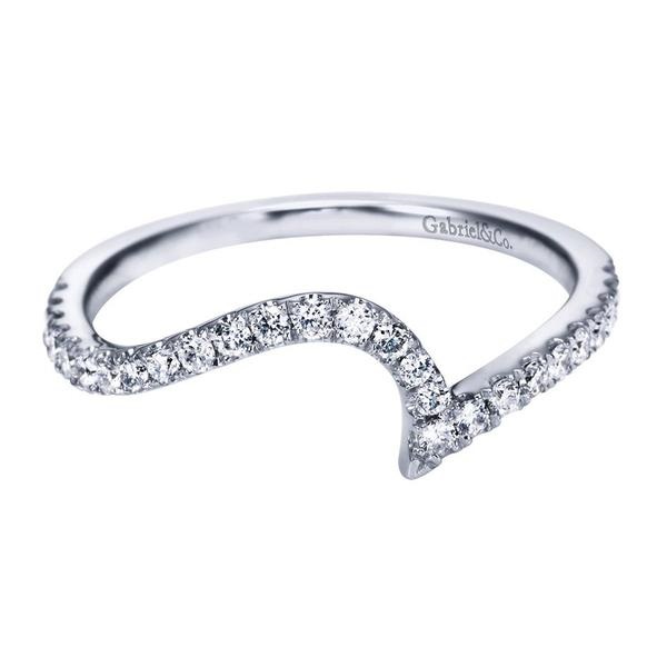 Contoured Wedding Band with .28ctw Round Diamonds in 14k White Gold