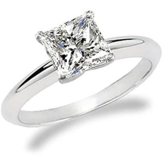 Solitaire Engagement Ring with .79ct Princess Cut Diamond in 14k White Gold
