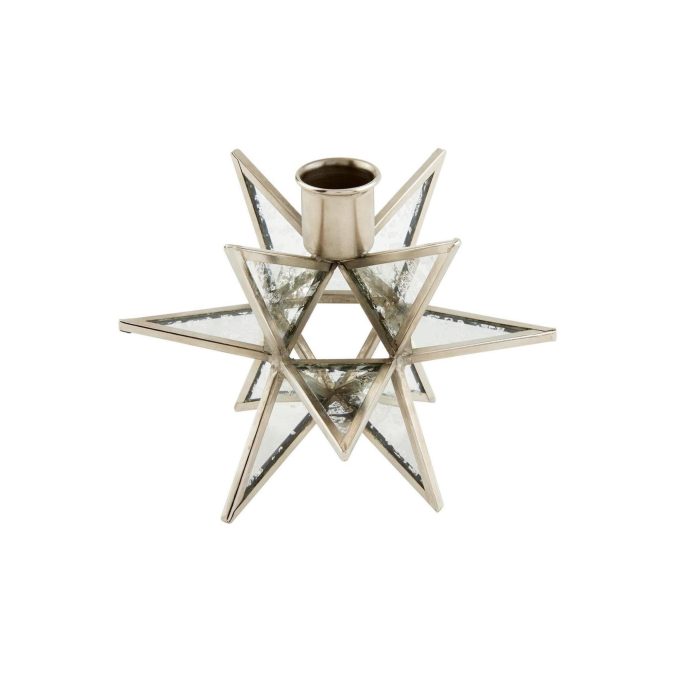Elegant silver star-shaped candle holder for taper candles, perfect for any occasion.