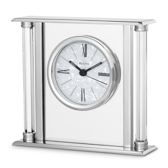BULOVA TABLE CHROME FINISH WITH FAUX MOTHER OF PEARL