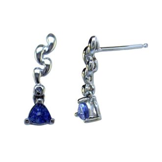 Dangle Earrings with Tanzanite and .01ctw Round Diamond in 14k White Gold
