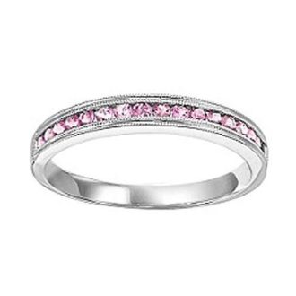 Stackable Ring with Pink Tourmaline in 10k White Gold