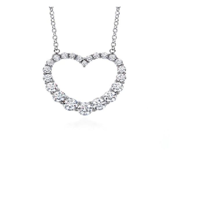Hearts on Fire Whimsical Graduated Heart Necklace with 1.15ctw Round Diamonds in 18k White Gold