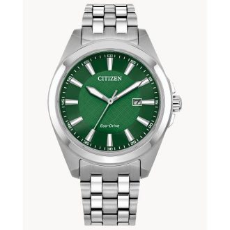 This high-end CITZ men's timepiece impresses with a sleek stainless steel body and a unique green dial exhibiting a triple-hand sleek design. It embodies a perfect blend of style and functionality, ideal for formal attire. Showcasing durability and elegance, the watch's features heighten the aesthetic value, rendering it a timeless wardrobe essential.