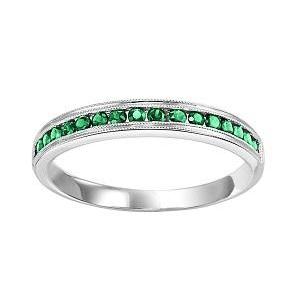 Stackable Ring with Emeralds in 10k White Gold