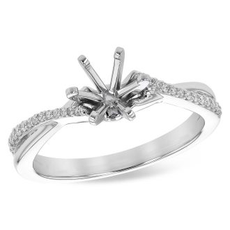 Engagement Ring Semi Mounting with .12ctw Round Diamonds in 14k White Gold