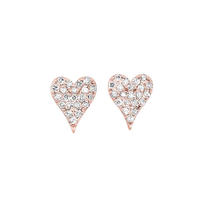 Pave Heart Earrings with .20ctw Round Diamonds in 10k Rose Gold