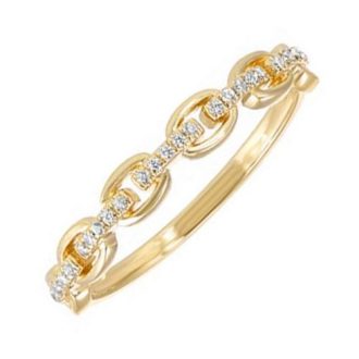 Open Link Fashion Ring with .07ctw Round Diamonds in 10k Yellow Gold