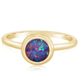 Fashion Ring with Australian Opal in 14k Yellow Gold