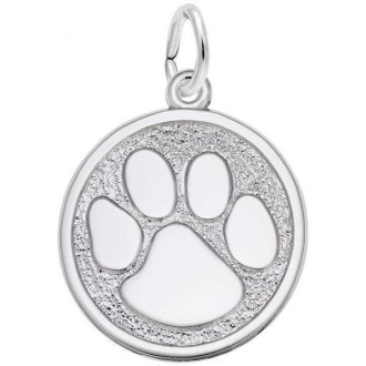Rembrandt Charms Paw Print Disk Charm in Sterling Silver