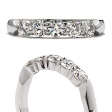 Hearts on Fire 5 Stone Wedding Band with .26ctw Round Diamonds in 18k White Gold