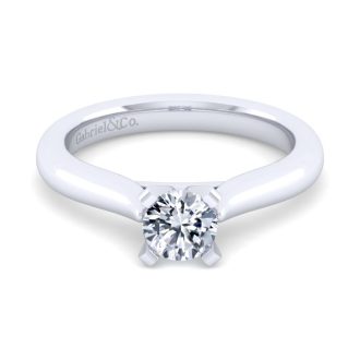 Gabriel & Co Solitaire Engagement Ring with .90ct Round Diamond in 14k White Gold