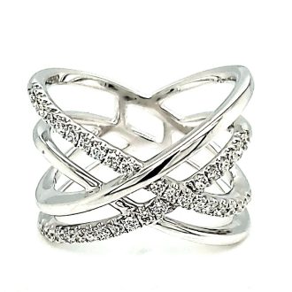 Chatham Lab-Created Fashion Ring with .37ctw Round Diamonds in 14k White Gold