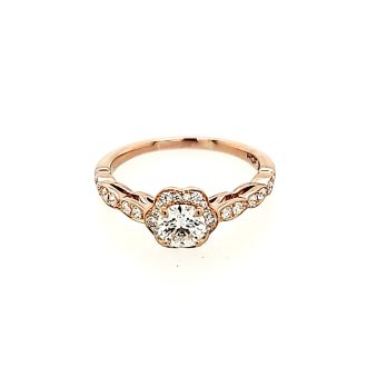Hearts on Fire Lorelei Floral Engagement Ring with .73ctw Round Diamonds in 18k Rose Gold