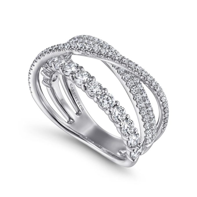 Gabriel & Co Fashion Ring with 1.18ctw Round Diamonds in 14k White Gold
