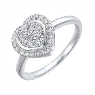 Heart Fashion Ring with .20ctw Round Endless Diamonds in Sterling Silver