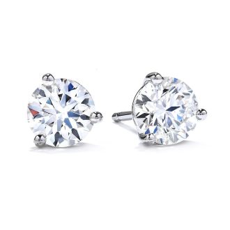 Hearts on Fire 3 Prong Diamond Stud Earrings with .65ctw Round Diamonds in 18k White Gold