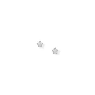 Silver Stars Collection Shine Bright! Rhodium Plated Cz Star Stud Earrings
