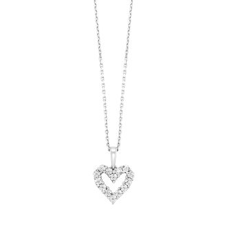 Heart Necklace with .10ctw Round Diamonds in 10k White Gold
