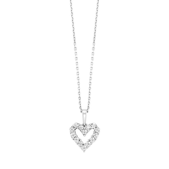 Heart Necklace with .10ctw Round Diamonds in 10k White Gold
