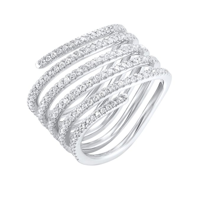Wide Fashion Ring with .75ctw Round Diamonds in 14k White Gold