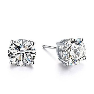Classic Stud Earrings with .75ctw Round Diamonds in 14k White Gold