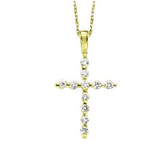 Cross Necklace with .25ctw Round Diamonds in 14k Yellow Gold