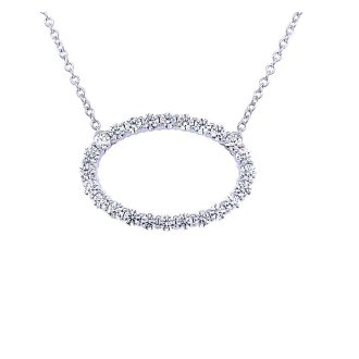 Hearts on Fire Whimsical Oval Necklace with .82ctw Round Diamonds in 18k White Gold