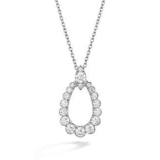 Hearts on Fire Aerial Regal Teardrop Necklace with .86ctw Round Diamonds in 18k White Gold