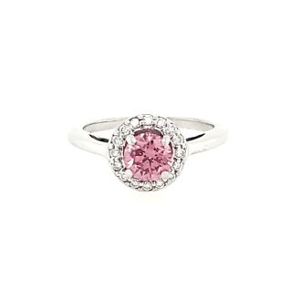 Pre-Owned Halo Ring with .69ct Pink Diamond in 18k White Gold