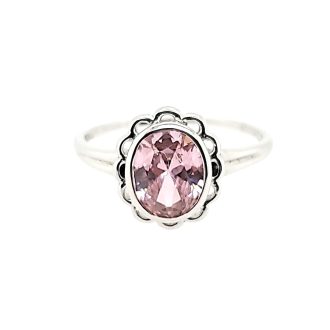 Oval October Birthstone Ring in Sterling Silver