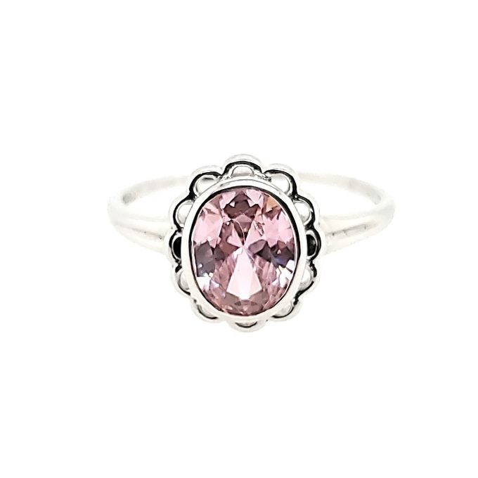 Oval October Birthstone Ring in Sterling Silver