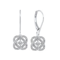 Love's Crossing Drop Earrings with .24ctw Round Diamonds in Sterling Silver