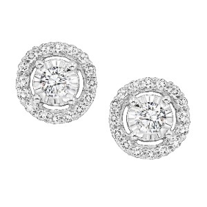True Reflections Halo Stud Earrings with .50ctw Round Diamonds in 14k White Gold