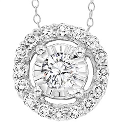 True Reflections Halo Necklace with .30ctw Round Diamonds in 14k White Gold