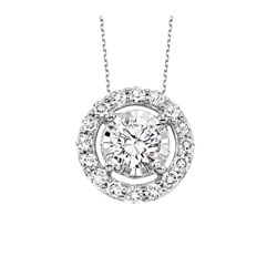 True Reflections Halo Necklace with .53ctw Round Diamonds in 14k White Gold