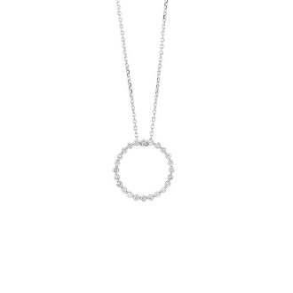 Open Circle Necklace with .25ctw Round Diamonds in 14k White Gold