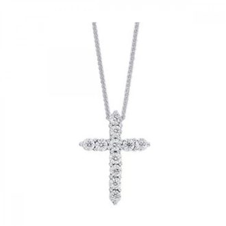 Cross Necklace with .10ctw Round Diamonds in 10k White Gold
