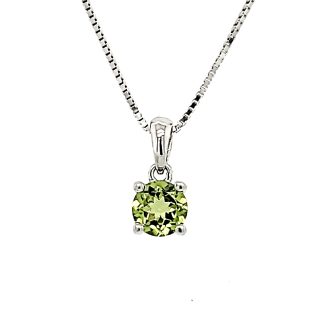 Birthstone Necklace with Round Peridot in Sterling Silver