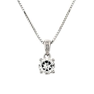 Birthstone Necklace with Round White Topaz in Sterling Silver