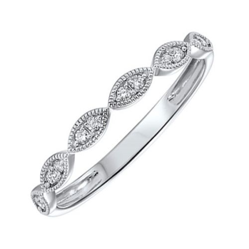 Wedding Band with .12ctw Round Diamonds in 10k White Gold