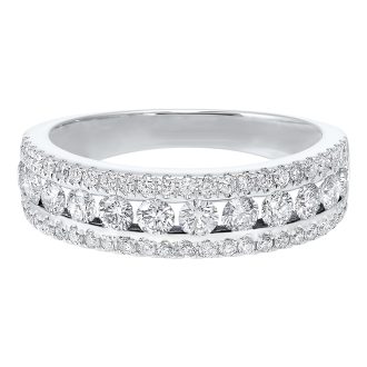 Wedding Band with 1.50ctw Round Diamonds in 14k White Gold