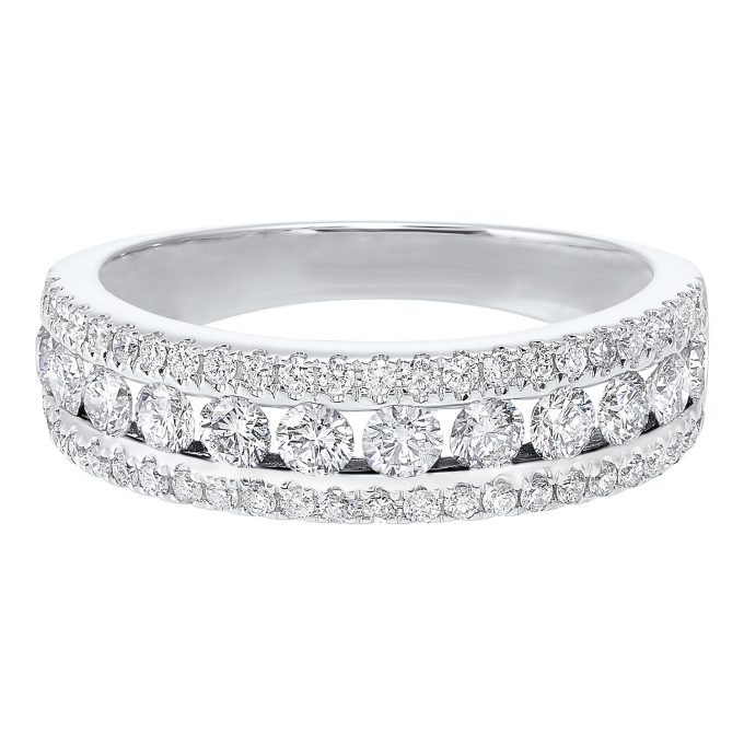 Wedding Band with 1.50ctw Round Diamonds in 14k White Gold